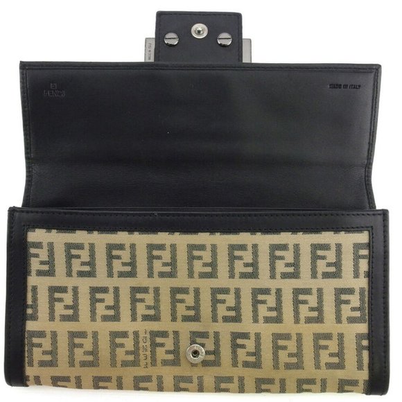 FENDI wallet Zukkino beige canvas �~ leather Authentic used - Picture 9 of 9